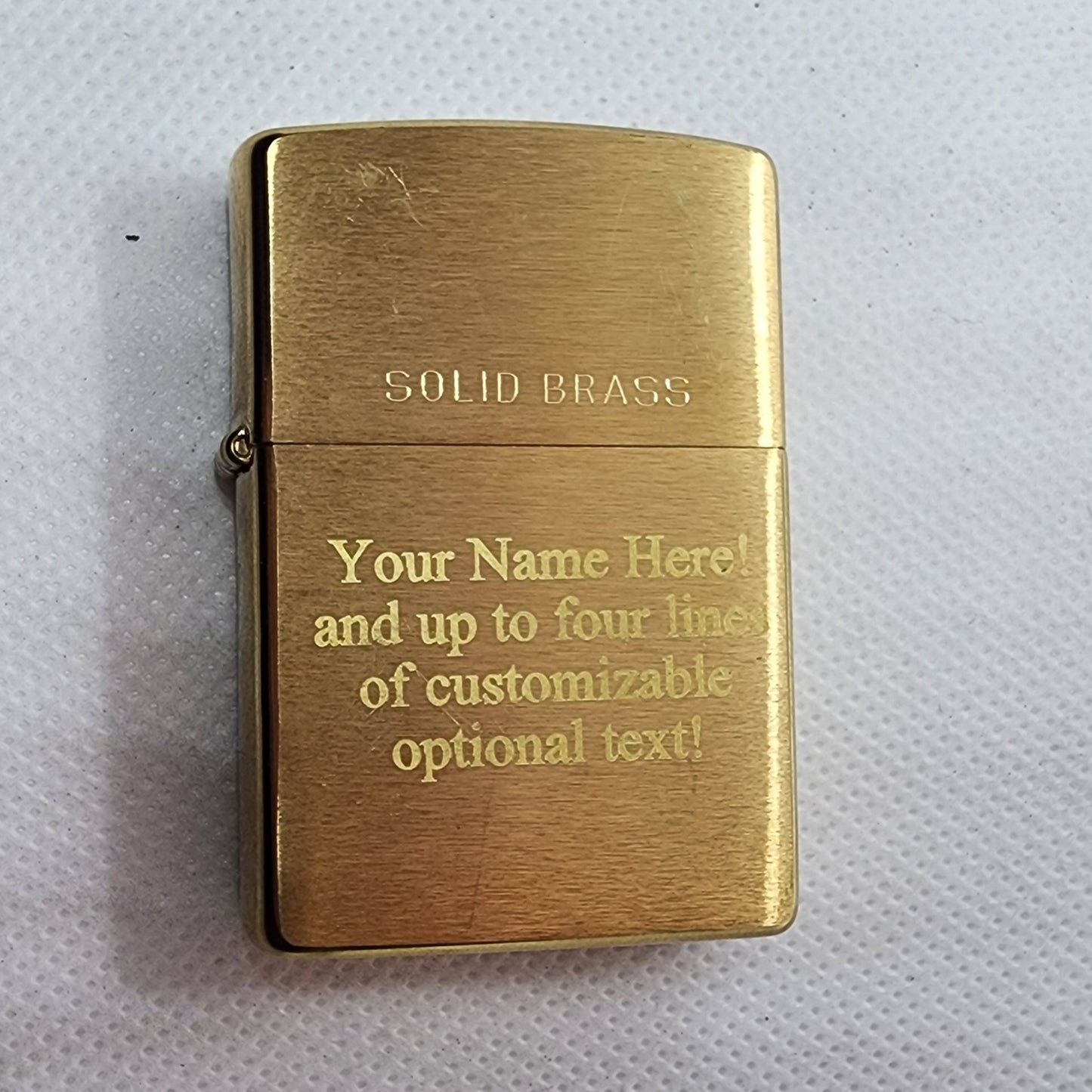 Custom Engraved Zippo Solid Brass Pocket Lighter