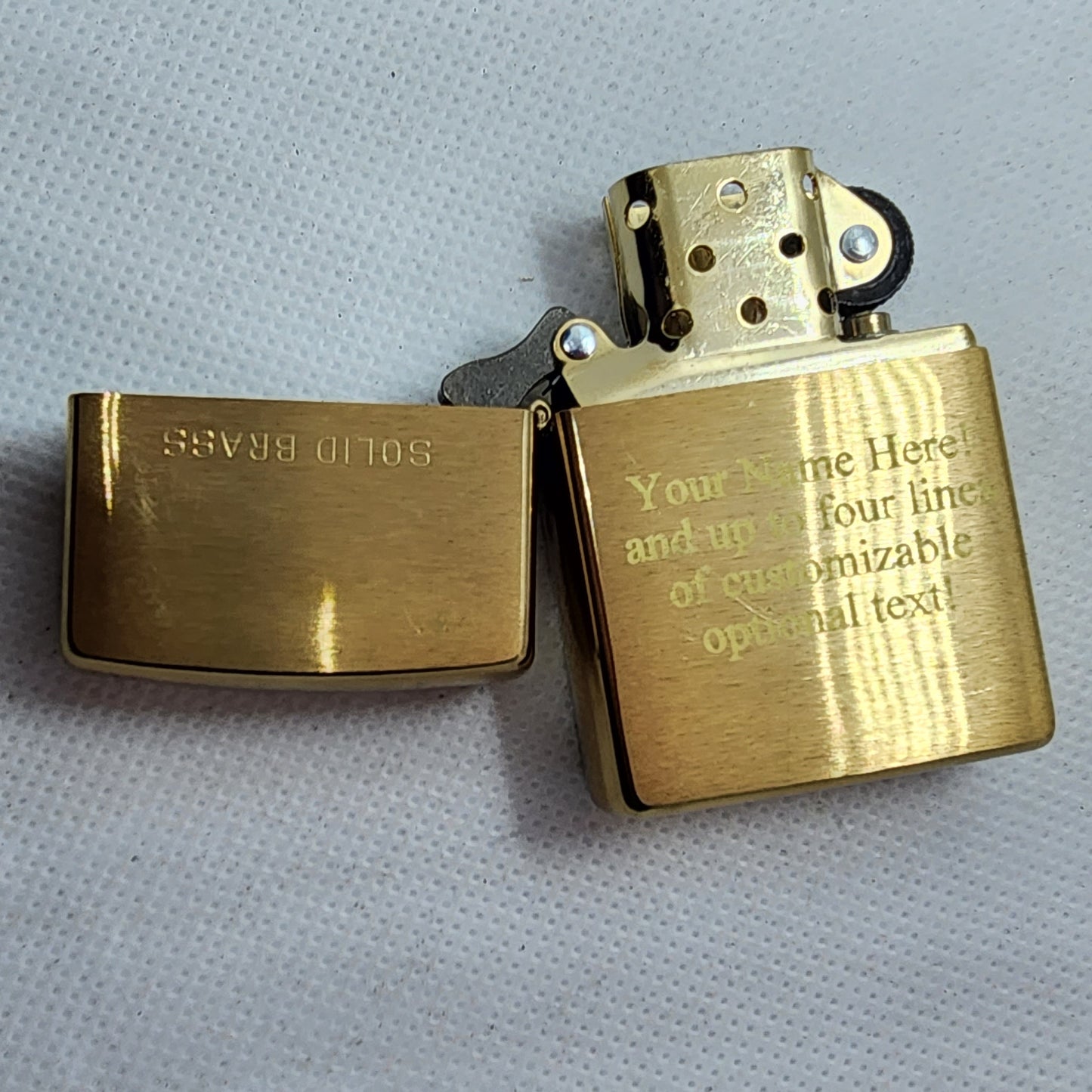 Custom Engraved Zippo Solid Brass Pocket Lighter