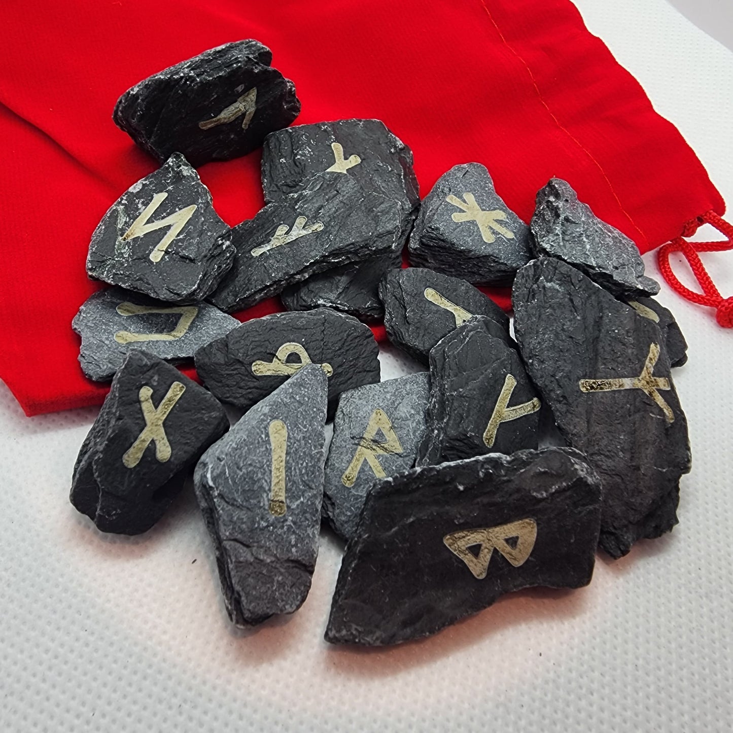Younger Futhark - Laser Etched Slate Rune Set with Bag