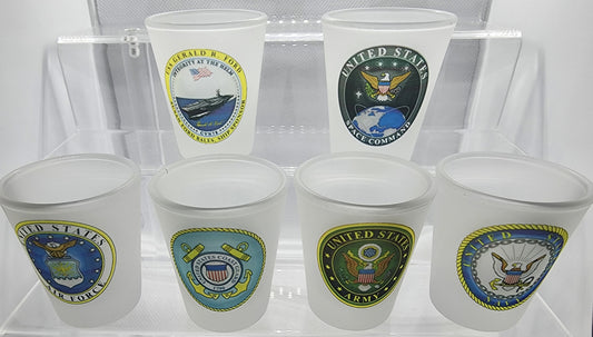 Frosted Shot Glass Set - Military Collection (Qty 4)