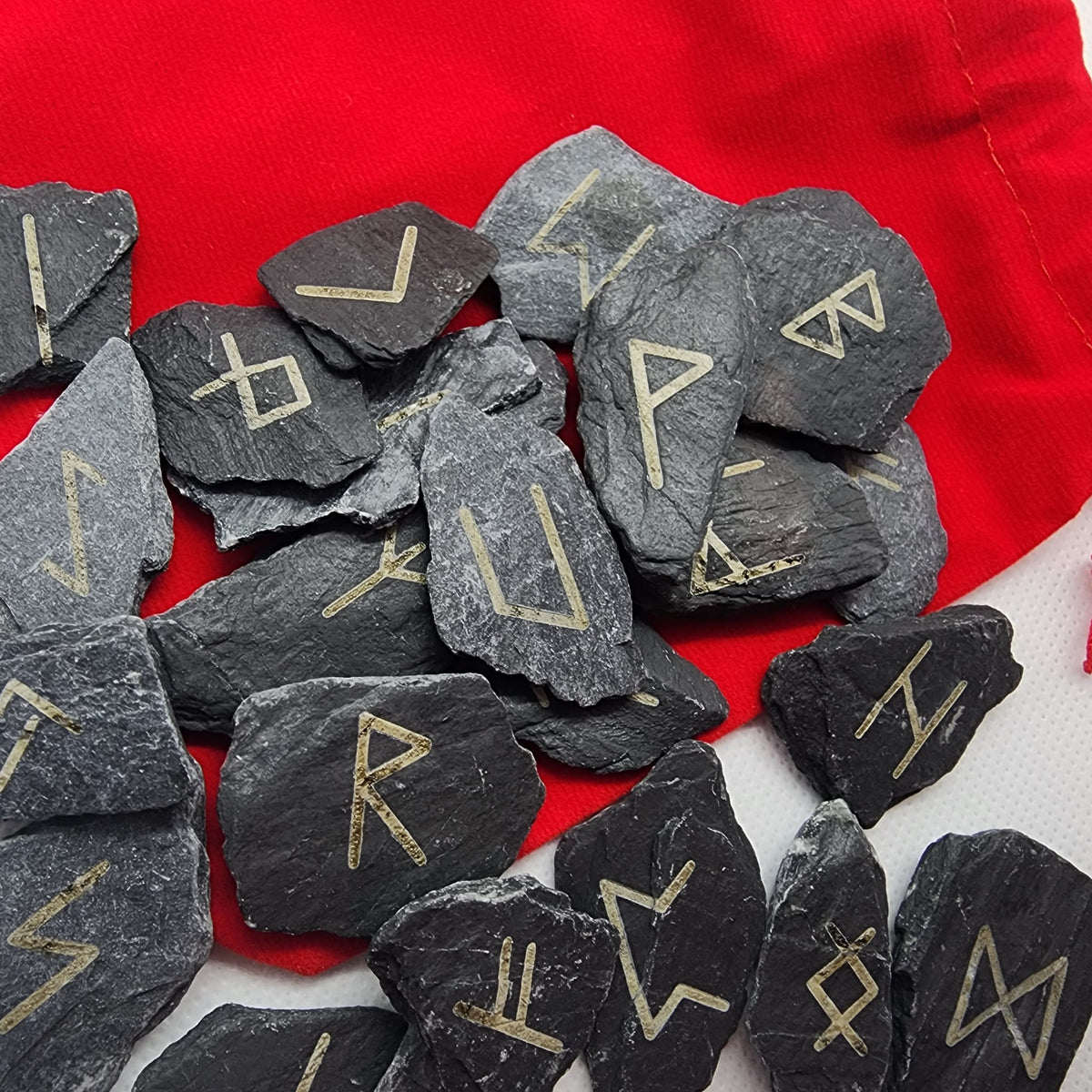 Eldar Rune Freedom Elder Futhark - Laser Etched Slate Rune Set with Bag – Lightbourne ...